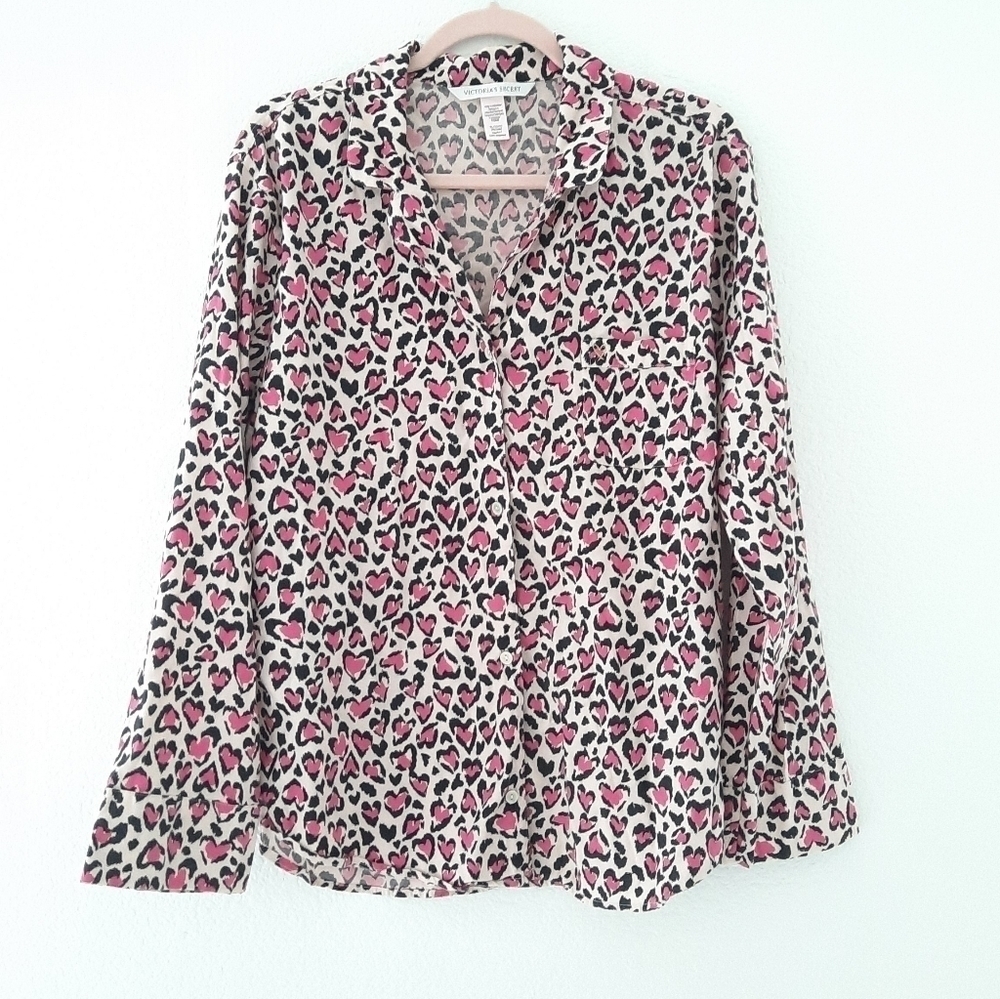 Victoria's Secret Heart Print PJ Top XL